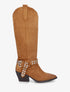 Bottes en suédine style santiags - Camel - 5