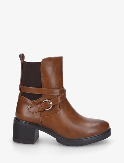 Bottines élastiquées à talon - Camel - 5
