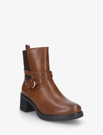 Bottines élastiquées à talon - Camel - 2