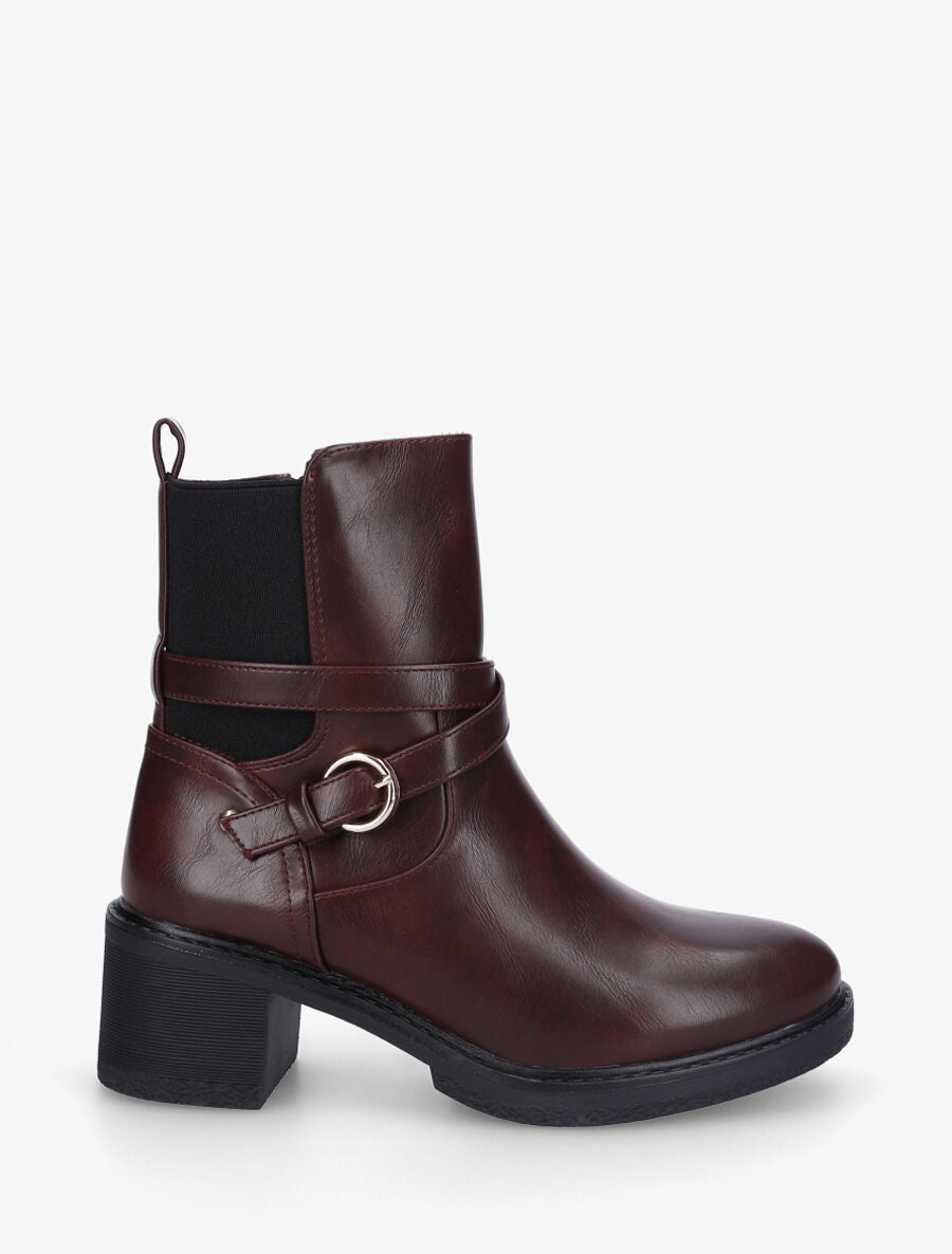 Bottines élastiquées à talon - Bordeaux - 1