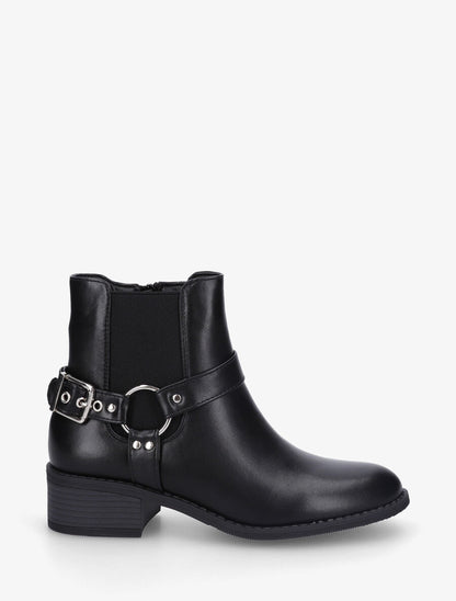Bottines en simili à cheville élastiquée - Noir - 1