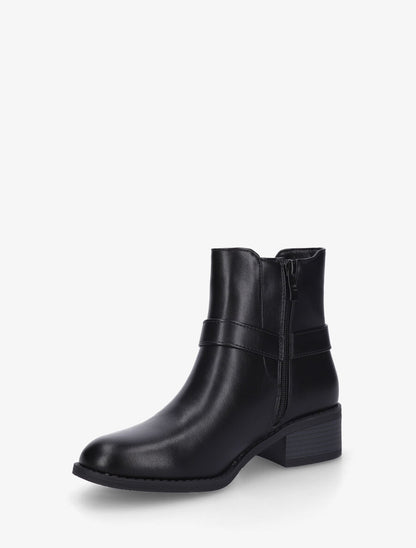 Bottines en simili à cheville élastiquée - Noir - 3