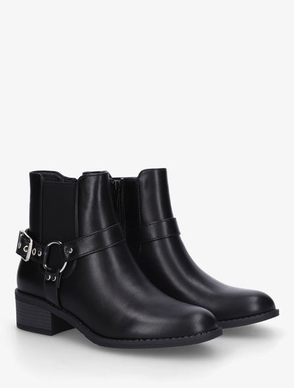 Bottines en simili à cheville élastiquée - Noir - 4