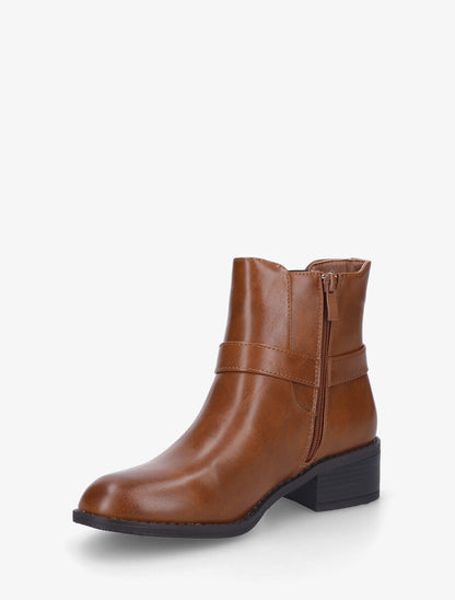Bottines en simili à cheville élastiquée - Camel - 3