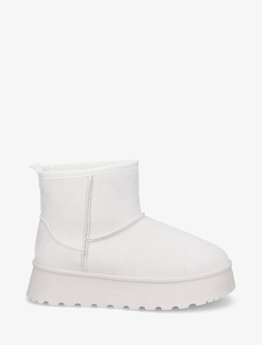 Bottines en suédine à intérieur fourré - Crème - 5