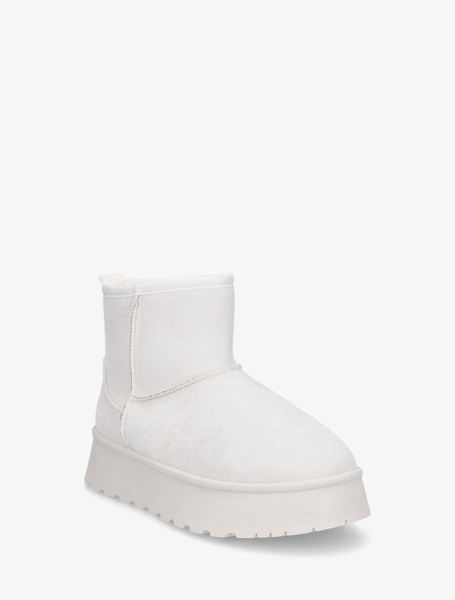 Bottines en suédine à intérieur fourré - Crème - 2
