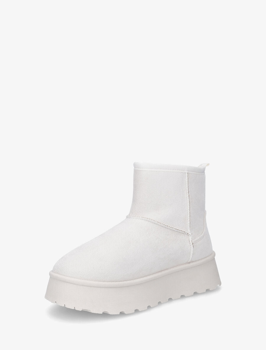 Bottines en suédine à intérieur fourré - Crème - 3