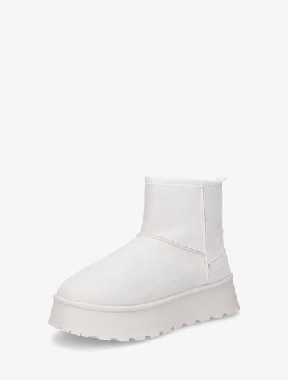 Bottines en suédine à intérieur fourré - Crème - 3