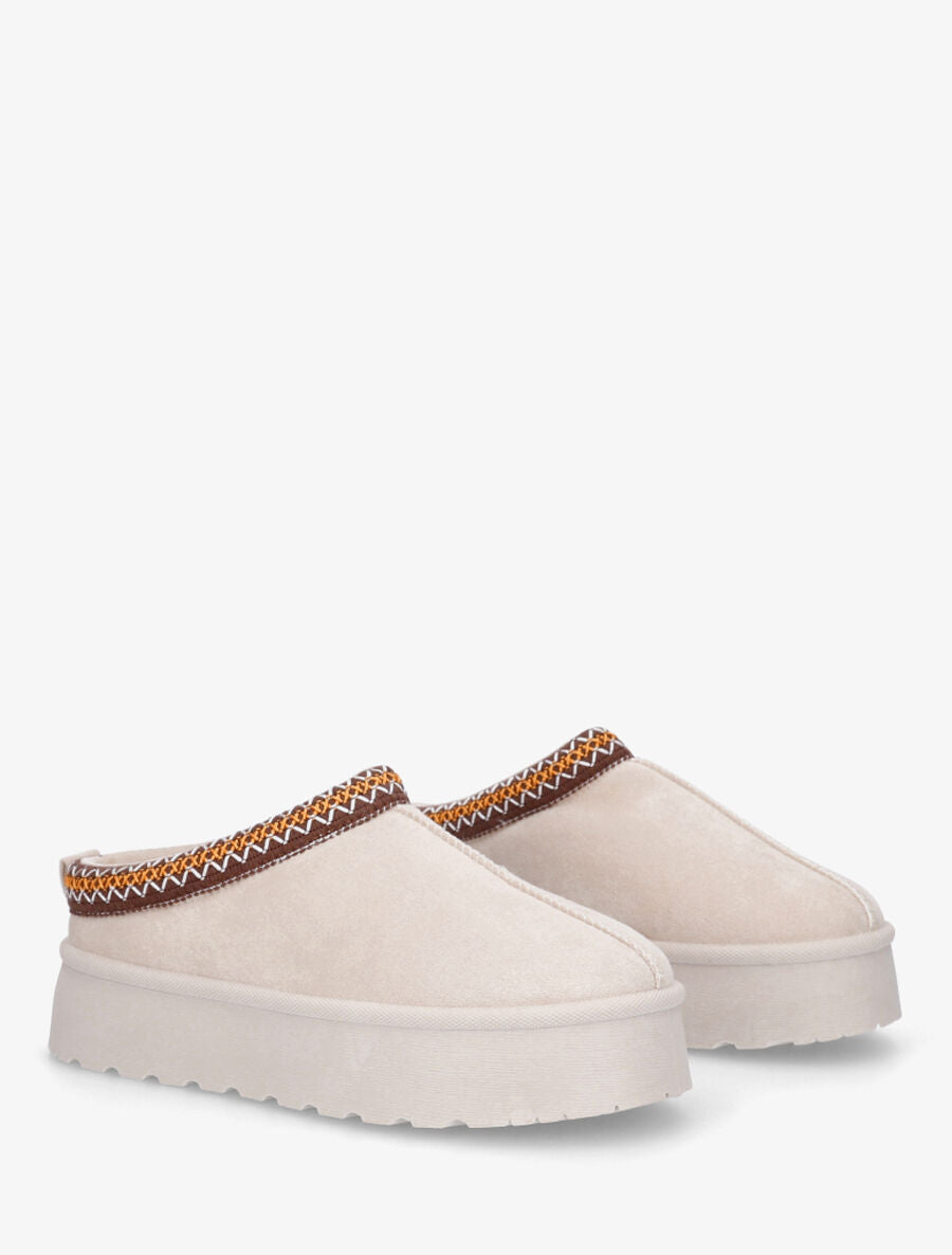 Low boots à bords zigzag colorés - Beige - 4
