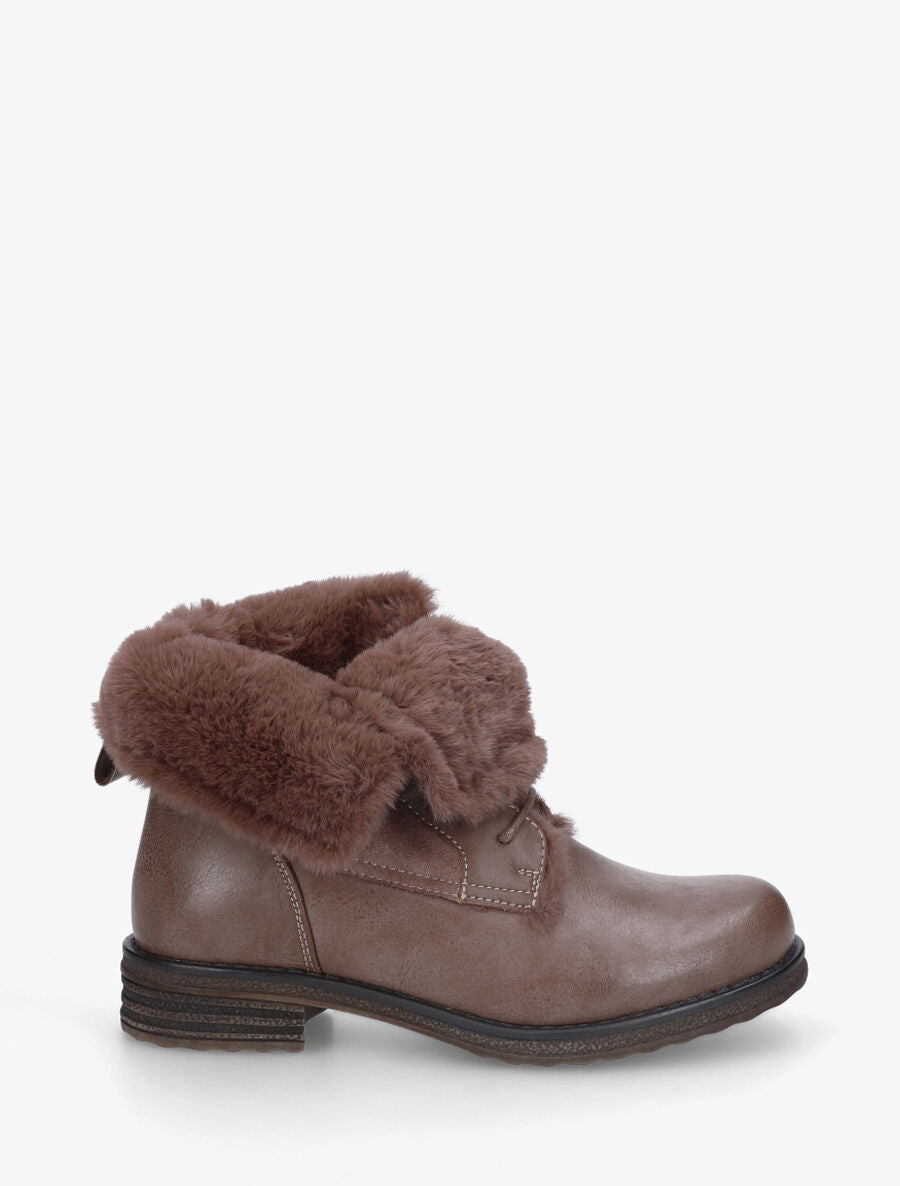 Bottines fourrées à revers - Taupe - 5