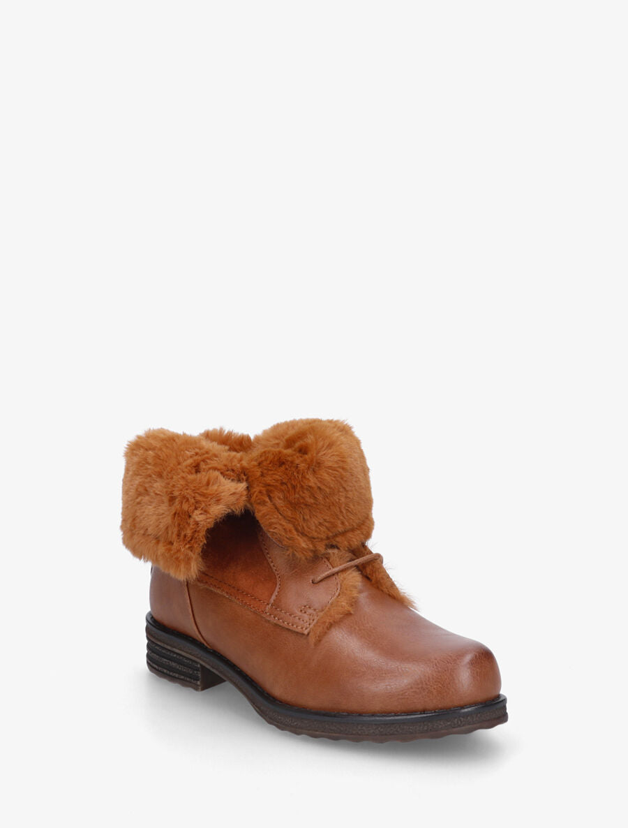 Bottines fourrées à revers - Camel - 2