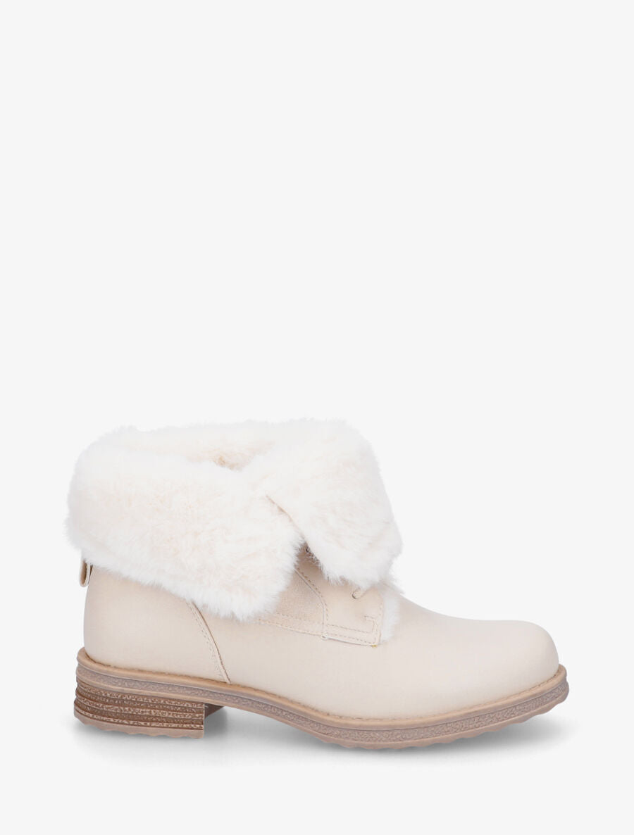 Bottines fourrées à revers - Beige - 1