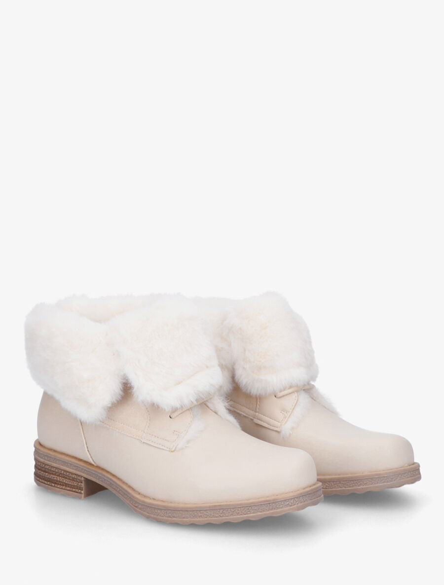 Bottines fourrées à revers - Beige - 4