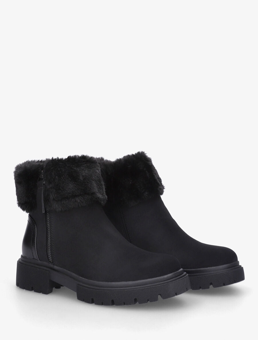 Bottines effet nubuck à revers et zip décoratif - Noir - 4