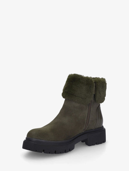 Bottines effet nubuck à revers et zip décoratif - Kaki - 3