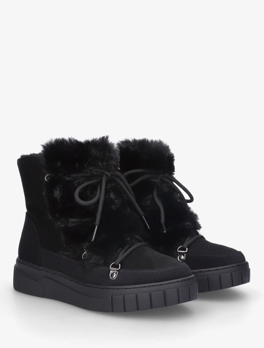 Bottines fourrées en suédine - Noir - 4