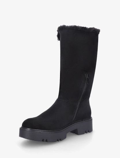 Bottines montantes fourrées et boutonnées - Noir - 3