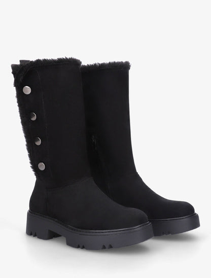 Bottines montantes fourrées et boutonnées - Noir - 4
