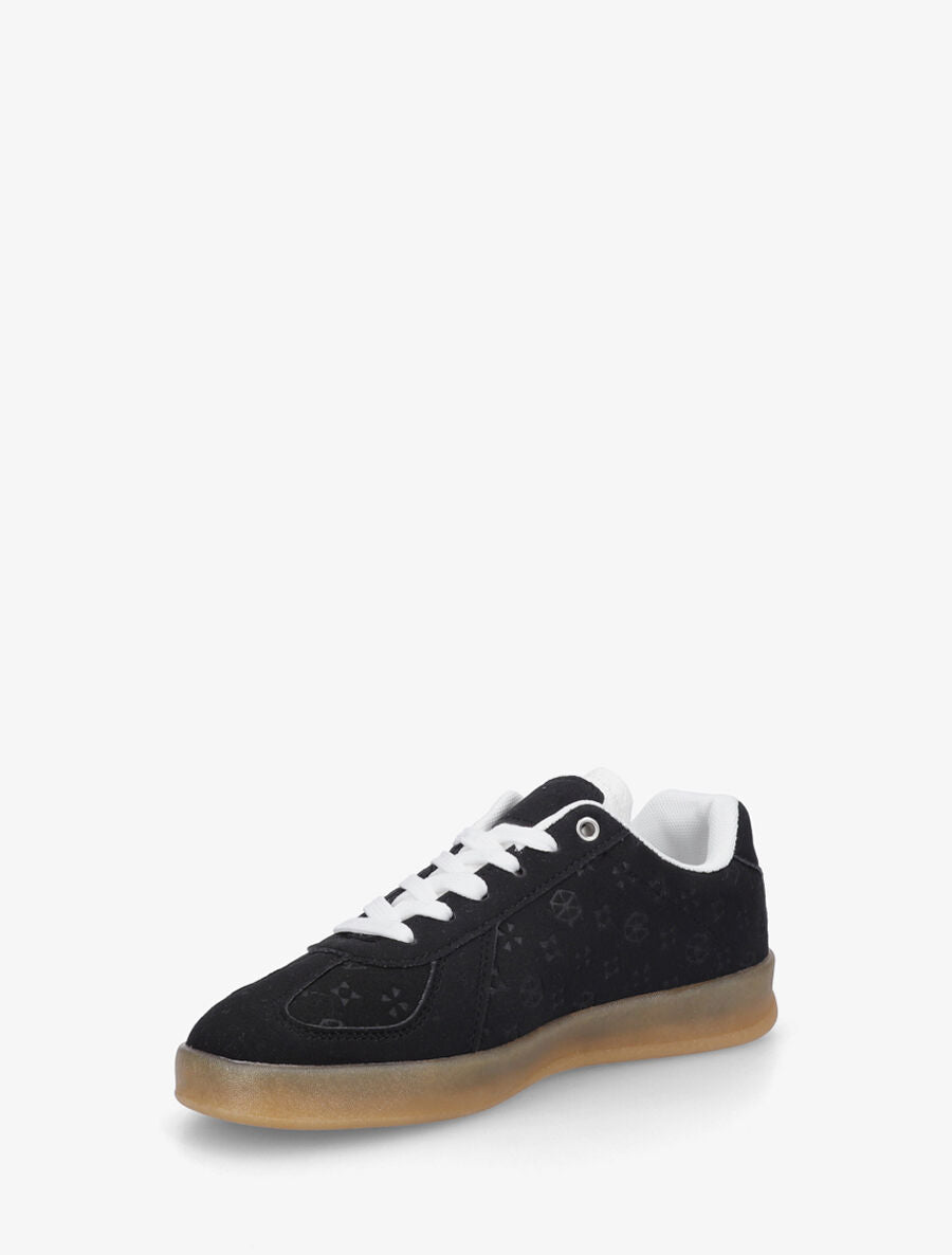 Sneakers effet nubuck à motif géométrique - Noir - 3