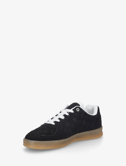 Sneakers effet nubuck à motif géométrique - Noir - 3