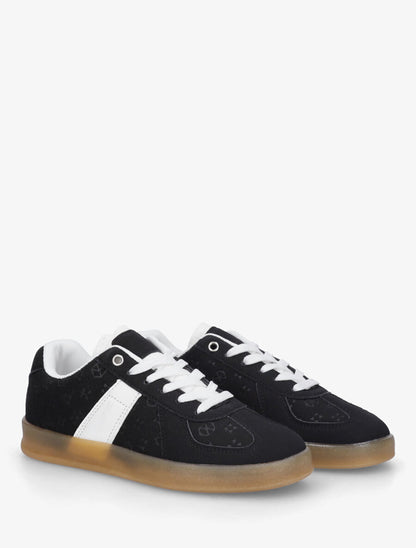 Sneakers effet nubuck à motif géométrique - Noir - 4