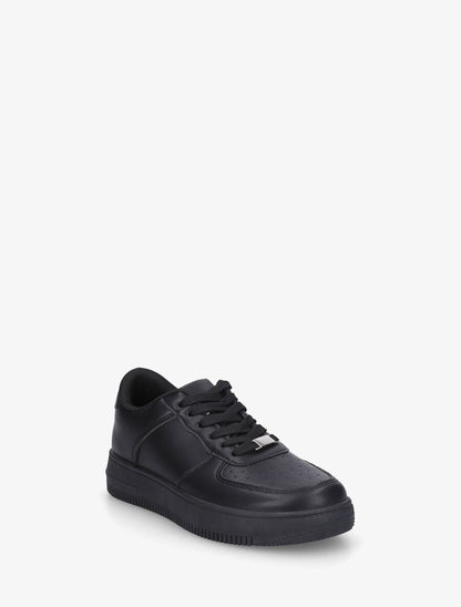 Sneakers en simili à bout rond piqueté - Noir - 2
