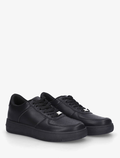 Sneakers en simili à bout rond piqueté - Noir - 4