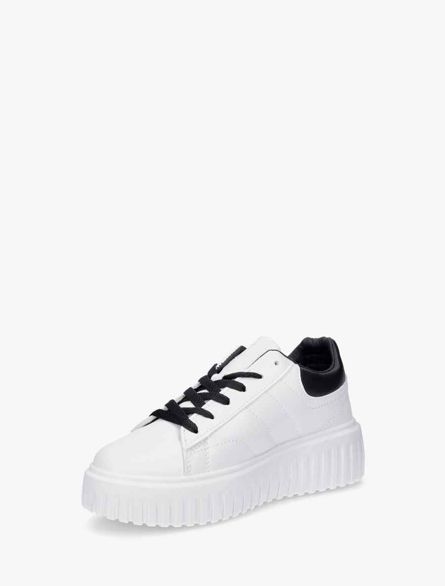 Sneakers à plateforme striée - Blanc/noir - 3