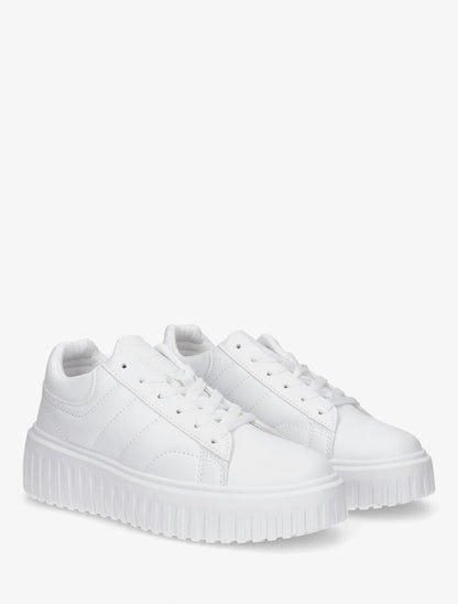 Sneakers à plateforme striée - Blanc - 4