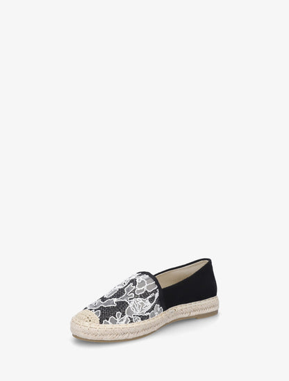 Espadrilles plates en suédine et dentelle - Noir - 3