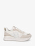 Sneakers à imprimé lettres et empiècement métallique - Beige - 1