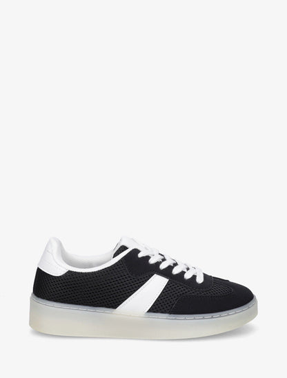 Sneakers en toile à semelle plate - Noir - 1