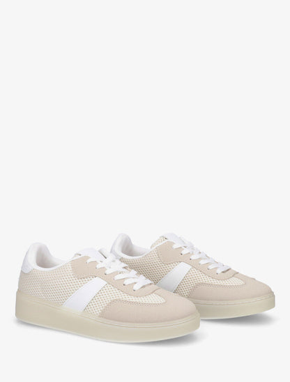Sneakers en toile à semelle plate - Beige - 4
