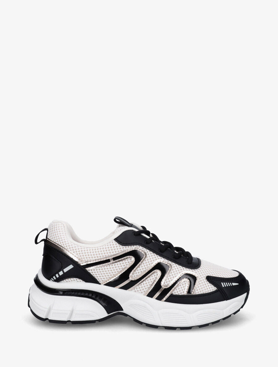 Baskets en simili et mesh - Noir - 5