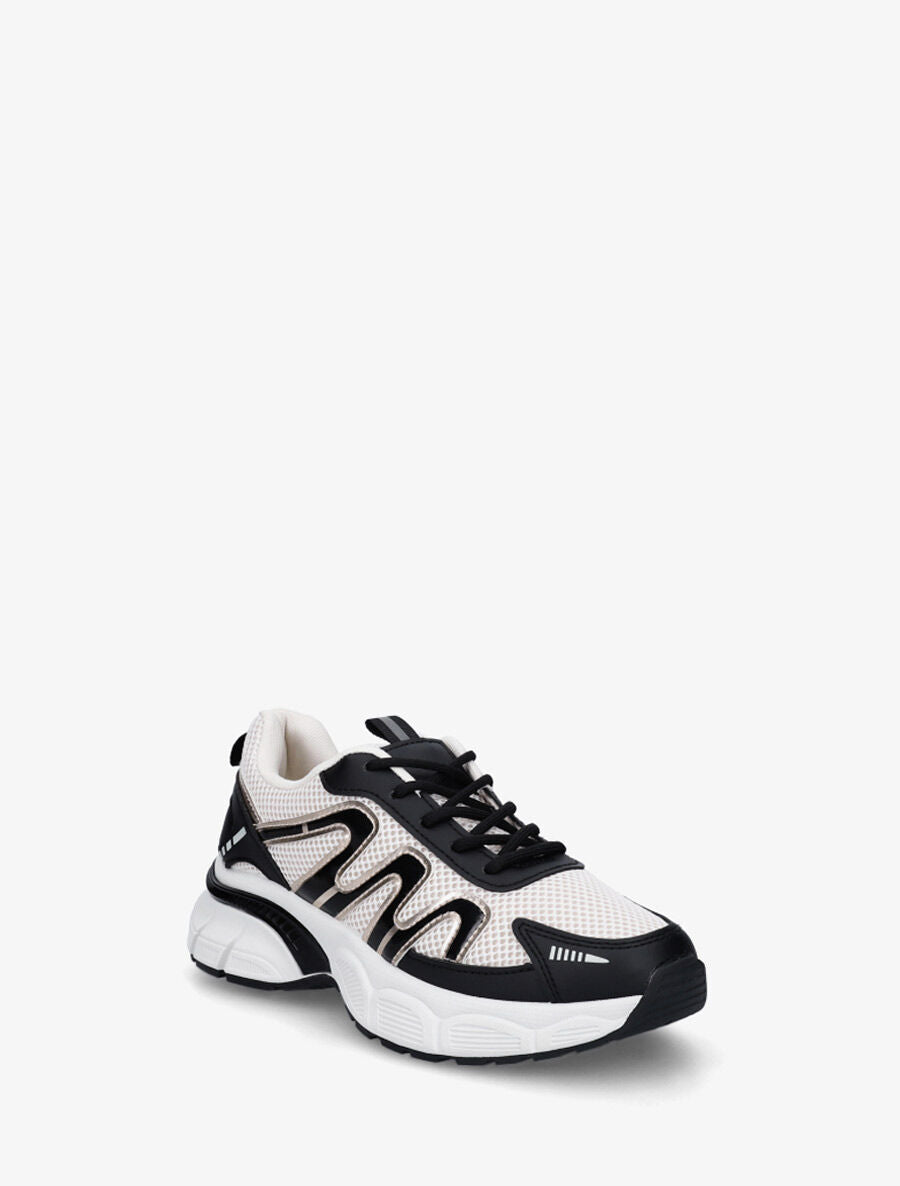 Baskets en simili et mesh - Noir - 2