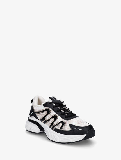 Baskets en simili et mesh - Noir - 2