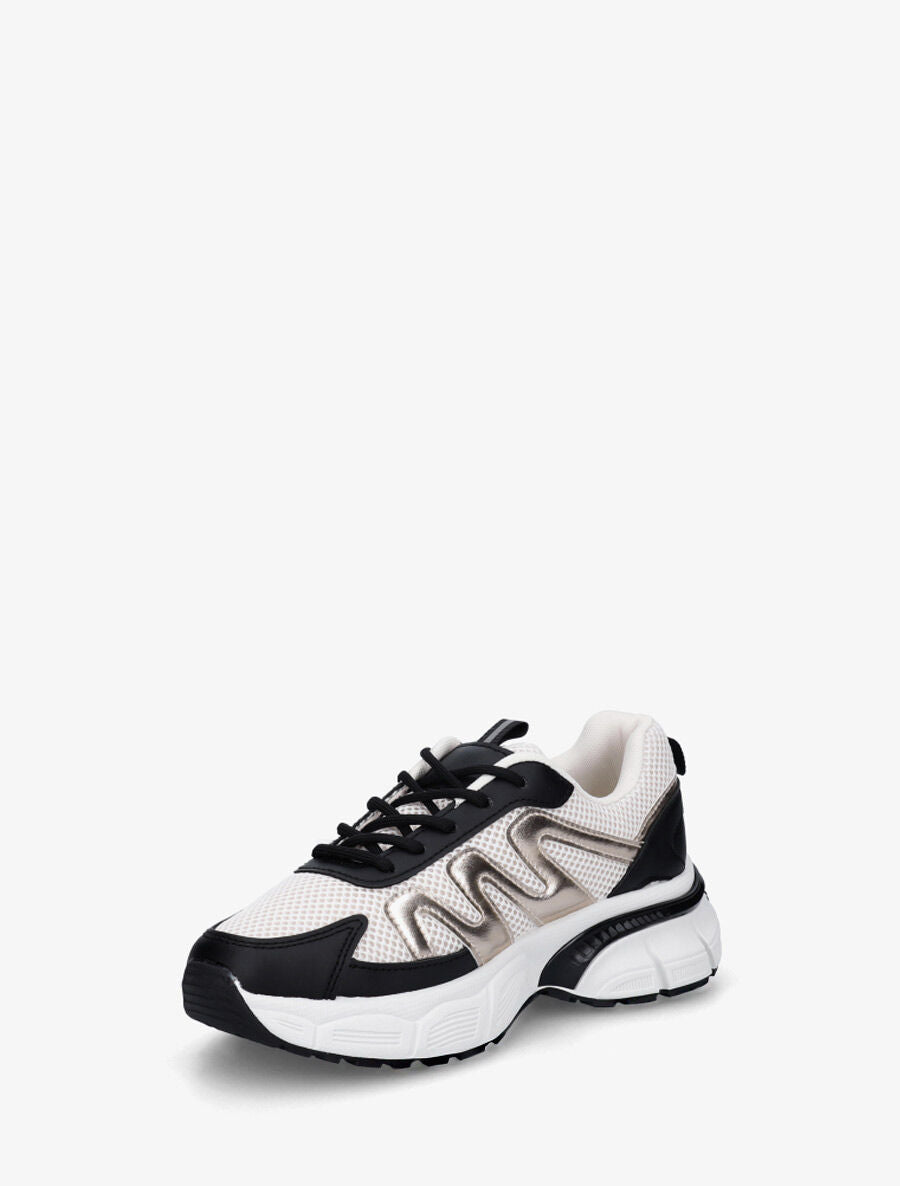 Baskets en simili et mesh - Noir - 3