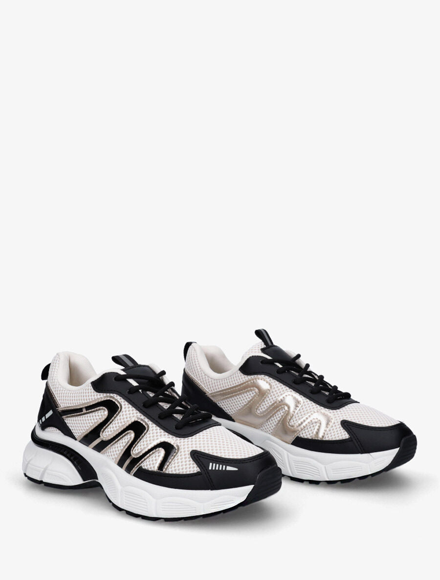 Baskets en simili et mesh - Noir - 4