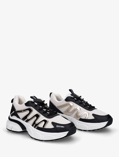 Baskets en simili et mesh - Noir - 4