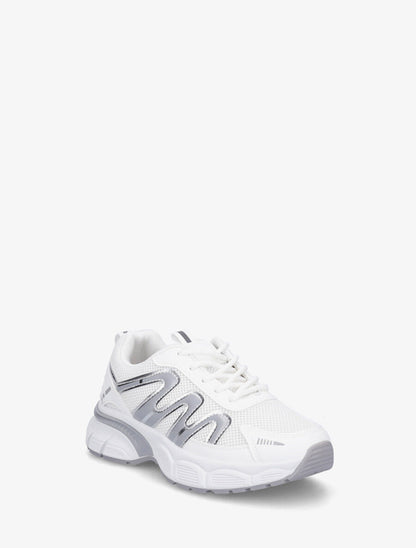 Baskets en simili et mesh - Blanc - 2