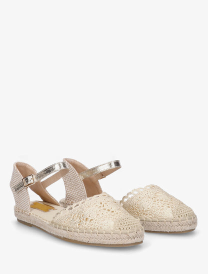 Sandales style espadrilles en crochet nacré - Or - 4