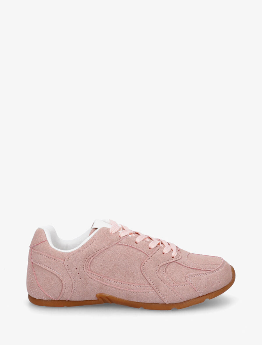 Sneakers plates unies effet nubuck - Rose - 5