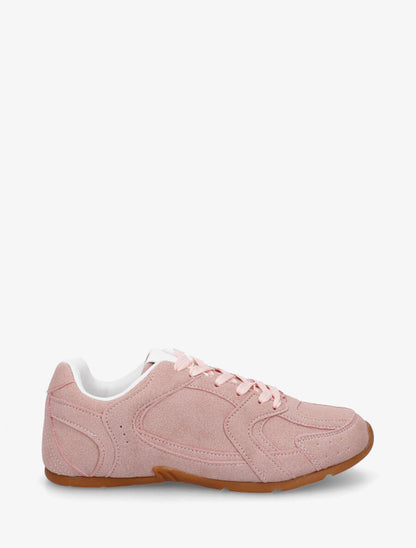 Sneakers plates unies effet nubuck - Rose - 5