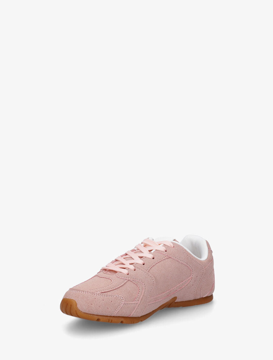 Sneakers plates unies effet nubuck - Rose - 3