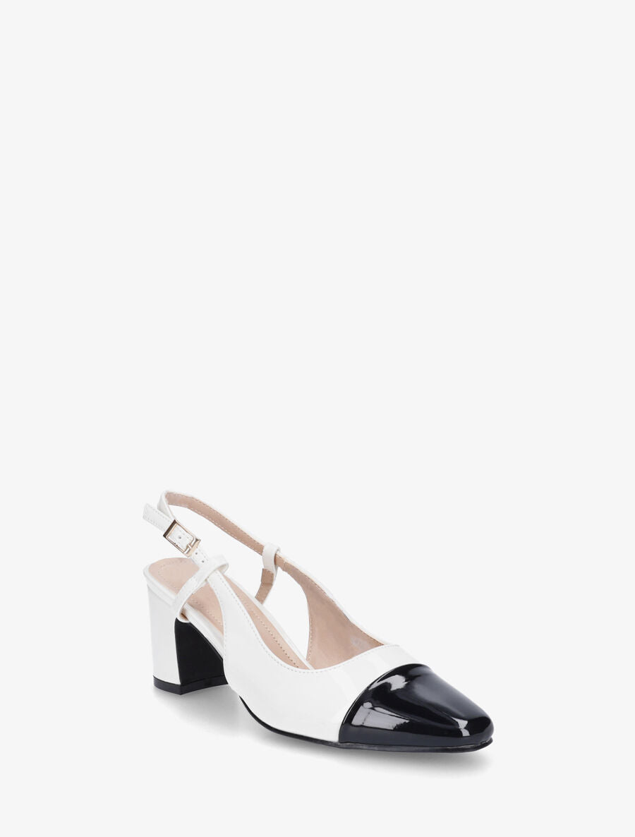Sandales vernies bicolore à talon - Blanc - 2
