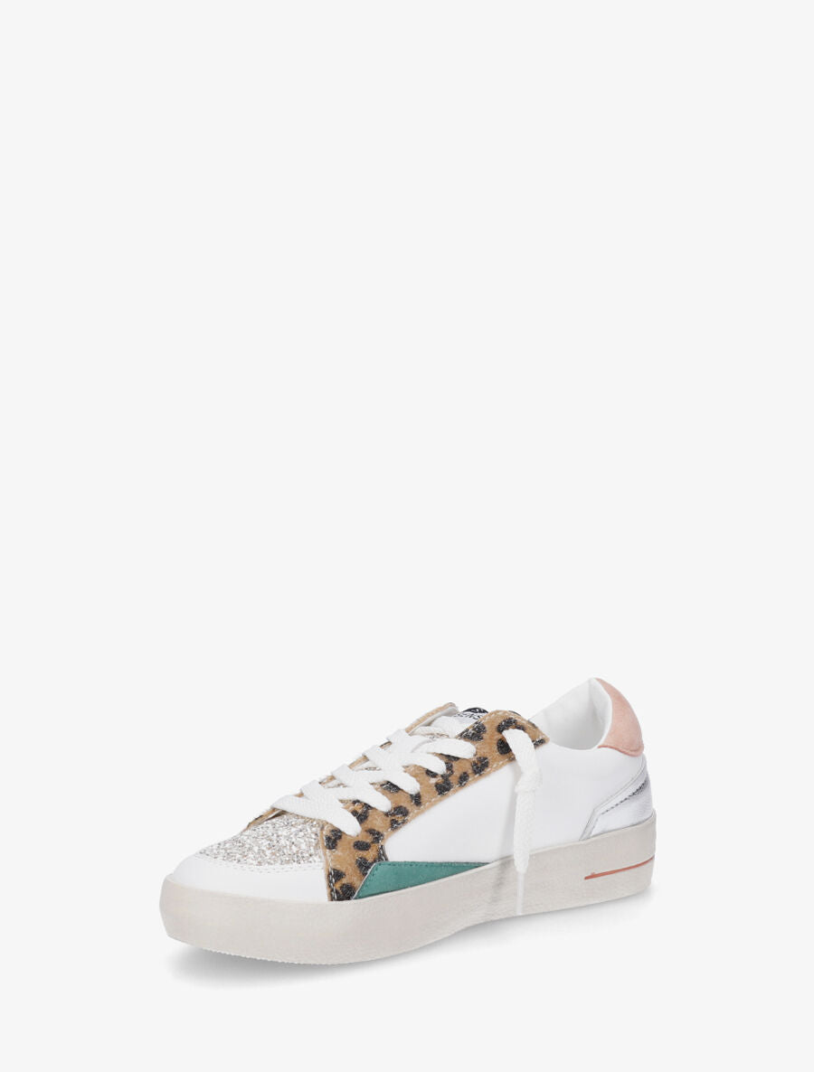 Sneakers en simili à détail pailleté - Camel - 3