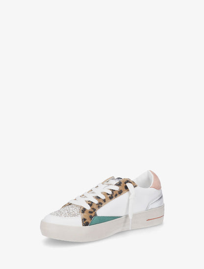 Sneakers en simili à détail pailleté - Camel - 3