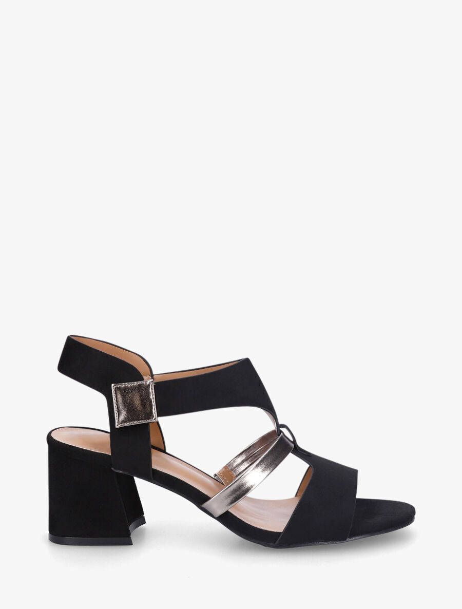 Sandales en suédine à liseré irisé - Noir - 5