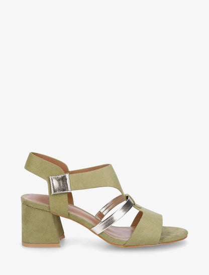 Sandales en suédine à liseré irisé - Vert - 1