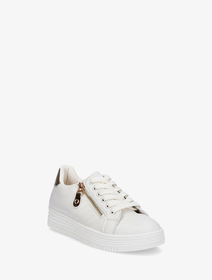 Baskets à zip et contrefort contrastant - Beige - 2